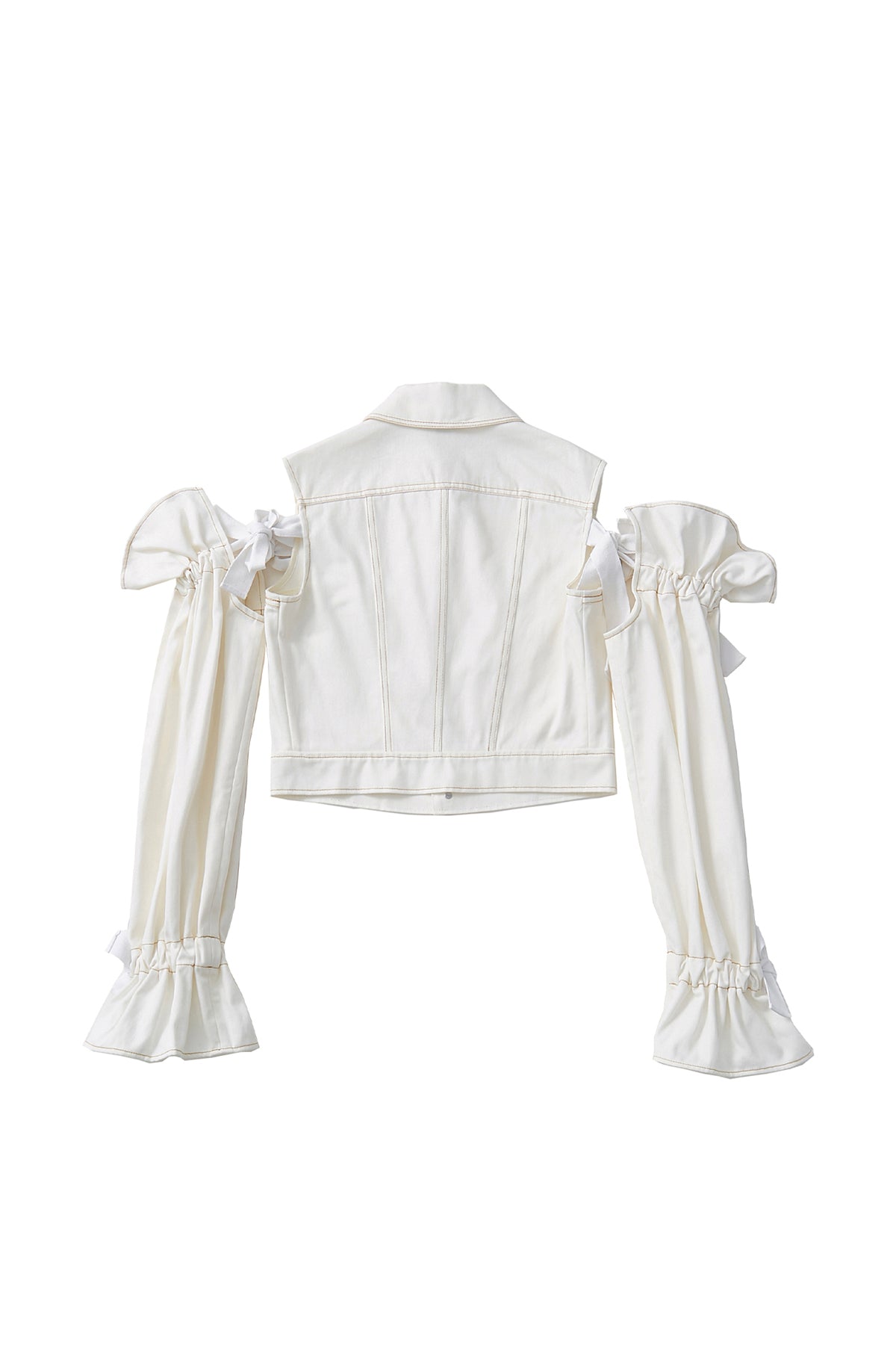 Blossom Sleeves Demin Jacket in White