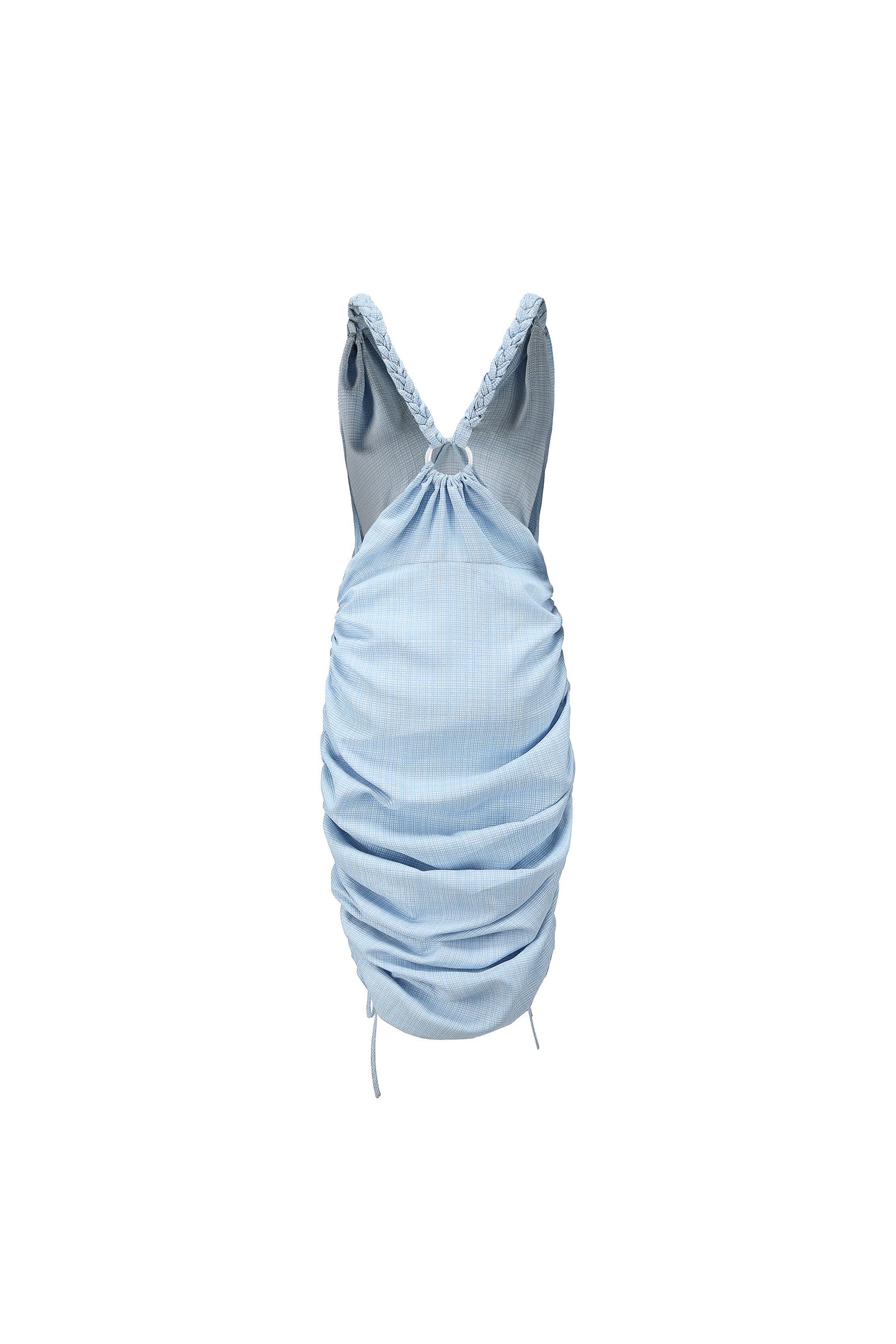 Bianca Braided Strap dress in Blue grid