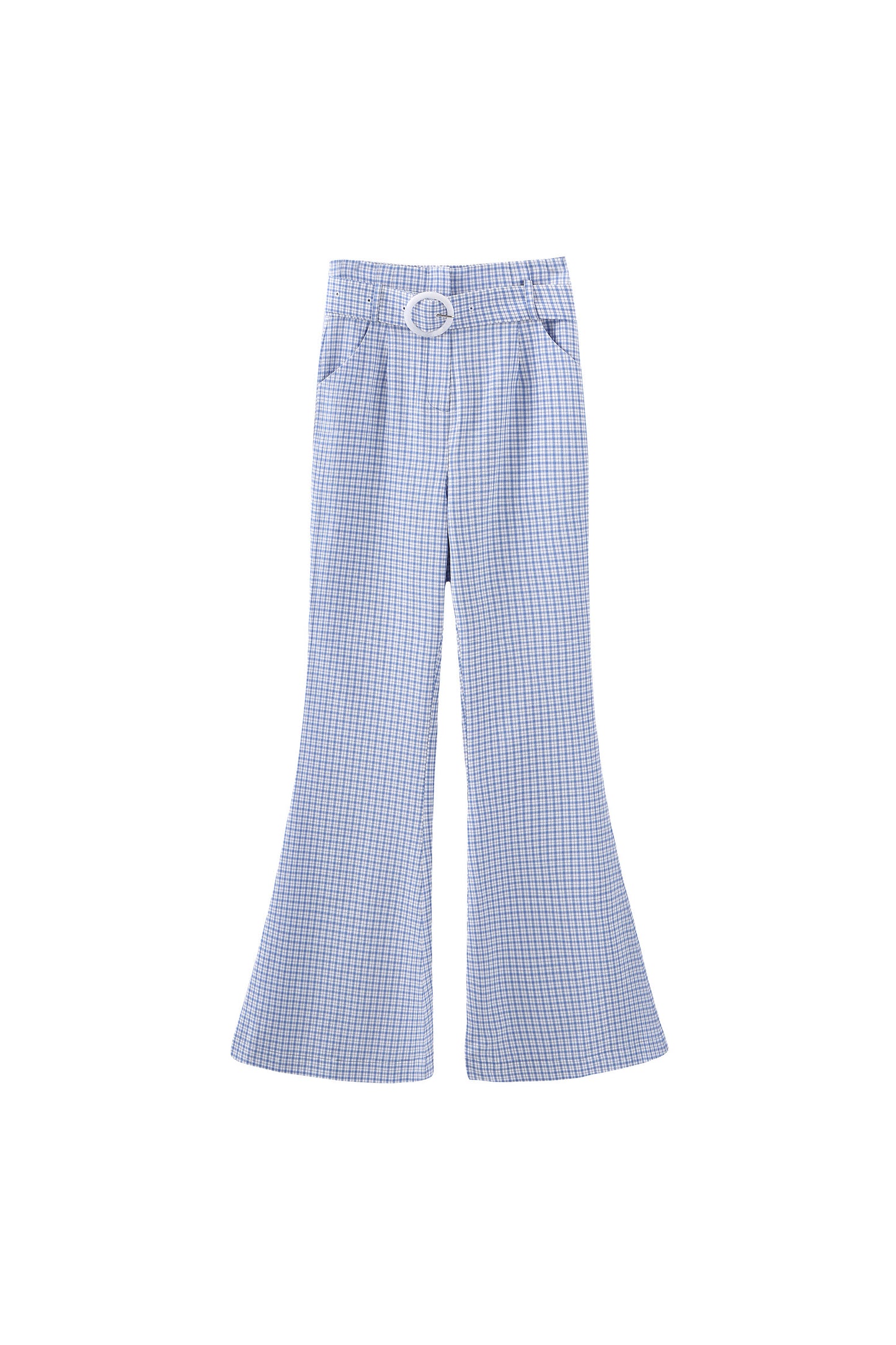 Patty Flare Trousers in Blue Gingham
